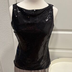 EUC Ann Taylor Black Sequin Tank